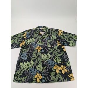 VTG Tommy‎ Bahama Hawaiian Shirt Men's M Green Tropical Camp Collar 100% Silk